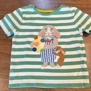Mini Boden Green Striped Easter Bunny T-Shirt 2-3Y